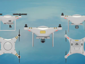 дрон с турелью и контроллером 3D Модель