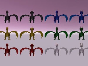 animated dragon set 3D Model