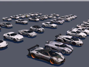 pacchetto pronto per il gioco low poly vr di auto sportive low poly Modello 3D