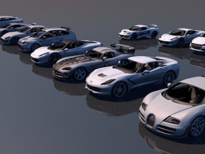 low poly vr game ready pack of sports cars low-poly 3D मॉडल