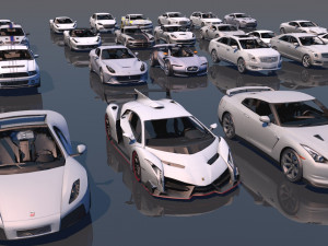 low poly vr game ready pack of sports cars low-poly 3D मॉडल