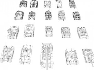 pack of 22 high detailed low poly military tanks vr ar low-poly 3D Model