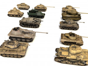 pack of 22 high detailed low poly military tanks vr ar low-poly 3D Model