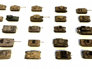 pack of 22 high detailed low poly military tanks vr ar low-poly 3D Model