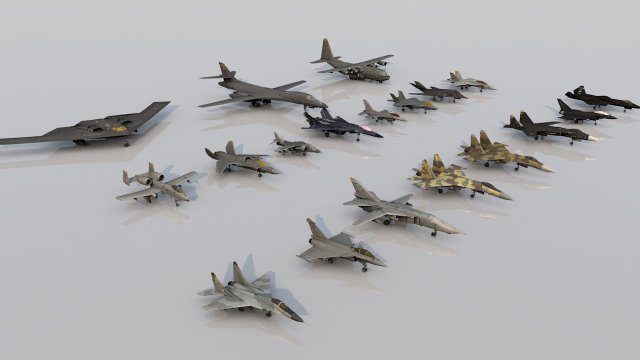 pack of 19 high detailed modern military aircraft vr ar low-poly 3D 모델 .c4d .max .obj .3ds .fbx .stl .blend 