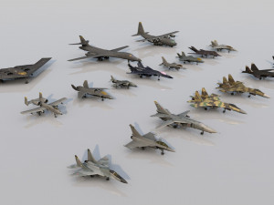 pack of 19 high detailed modern military aircraft vr ar low-poly 3Dモデル