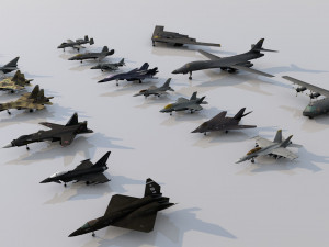 pack of 19 high detailed modern military aircraft vr ar low-poly 3D 모델