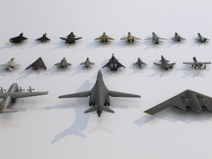 pack of 19 high detailed modern military aircraft vr ar low-poly 3D 모델