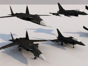 pack of 19 high detailed modern military aircraft vr ar low-poly 3D 모델