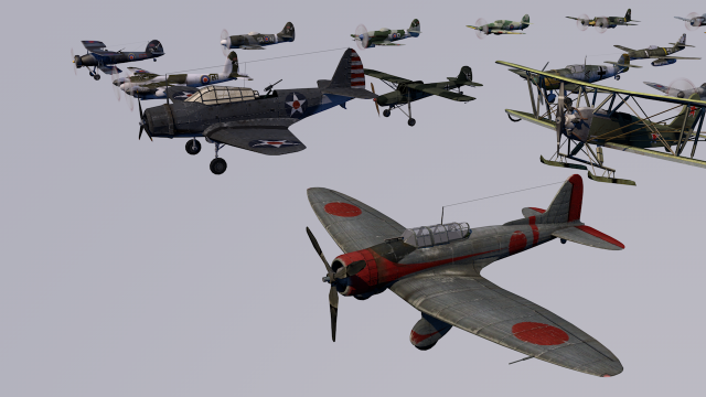 pack of 23 extreme low poly world war air planes vr - ar - low-poly 3Dモデル .c4d .max .obj .3ds .fbx .stl .blend 