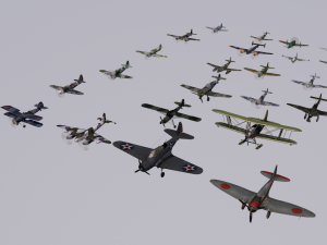 pack of 23 extreme low poly world war air planes vr - ar - low-poly 3Dモデル