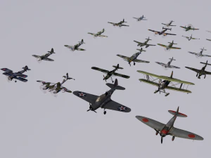 pack of 23 extreme low poly world war air planes vr - ar - low-poly 3D Model