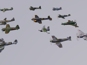pack of 23 extreme low poly world war air planes vr - ar - low-poly 3Dモデル