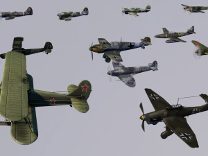 pack of 23 extreme low poly world war air planes vr - ar - low-poly 3D Model