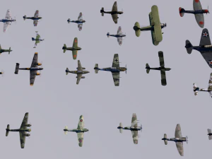 pack of 23 extreme low poly world war air planes vr - ar - low-poly 3D Model