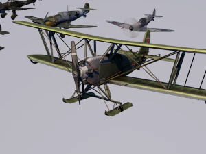 pack of 23 extreme low poly world war air planes vr - ar - low-poly 3D Model