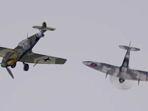 pack of 23 extreme low poly world war air planes vr - ar - low-poly 3D Model