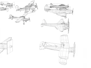 pack of 23 extreme low poly world war air planes vr - ar - low-poly 3D Model