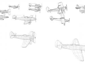 pack of 23 extreme low poly world war air planes vr - ar - low-poly 3Dモデル