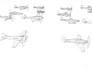 pack of 23 extreme low poly world war air planes vr - ar - low-poly 3D Model