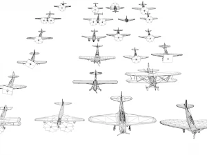 pack of 23 extreme low poly world war air planes vr - ar - low-poly 3D Model