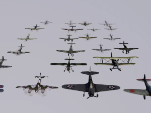 pack of 23 extreme low poly world war air planes vr - ar - low-poly 3D Model