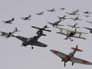 pack of 23 extreme low poly world war air planes vr - ar - low-poly 3Dモデル