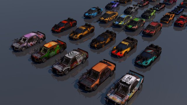 low poly vr ar game ready pack of 9 monster sports cars vr - ar - low-poly 3D 모델 .c4d .max .obj .3ds .fbx .stl .blend 