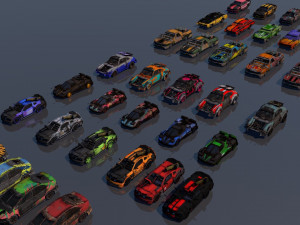 low poly vr ar game ready pack of 9 monster sports cars vr - ar - low-poly 3D 모델