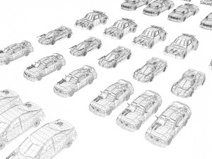 low poly vr ar game ready pack of 9 monster sports cars vr - ar - low-poly 3D 모델