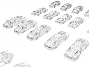 low poly vr ar game ready pack of 9 monster sports cars vr - ar - low-poly 3D 모델