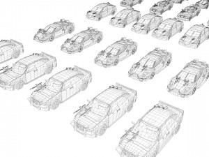low poly vr ar game ready pack of 9 monster sports cars vr - ar - low-poly 3D 모델