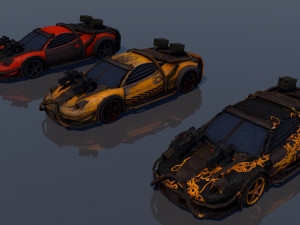 low poly vr ar game ready pack of 9 monster sports cars vr - ar - low-poly 3D 모델