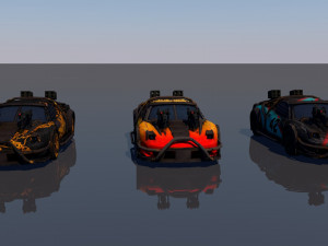 low poly vr ar game ready pack of 9 monster sports cars vr - ar - low-poly 3D 모델