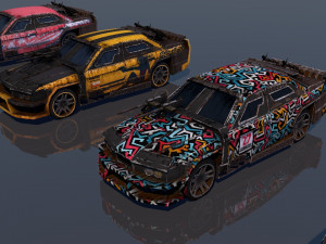 low poly vr ar game ready pack of 9 monster sports cars vr - ar - low-poly 3D 모델