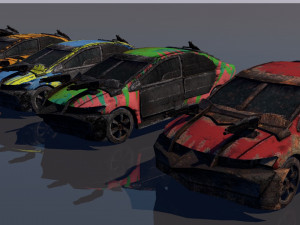 low poly vr ar game ready pack of 9 monster sports cars vr - ar - low-poly 3D 모델