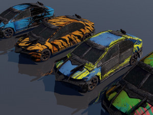 low poly vr ar game ready pack of 9 monster sports cars vr - ar - low-poly 3D 모델
