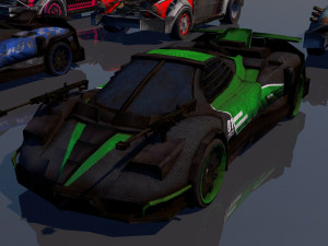 low poly vr ar game ready pack of 9 monster sports cars vr - ar - low-poly 3D 모델