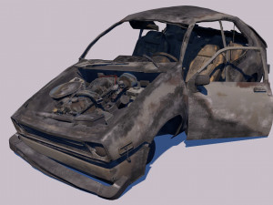 low poly vr game ready pack of six wrecked destroyed vehicles low-poly 3D Modell