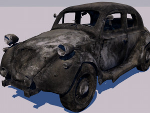 low poly vr game ready pack of six wrecked destroyed vehicles low-poly 3D Modell