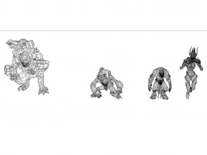 完全にアニメーション化されたモンスター 14 個のパック VR - AR - ローポリ 3Dモデル