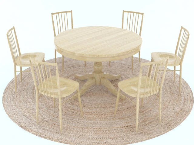 rounddiningtableset16 3D Model .c4d .max .obj .3ds .fbx .stl .blend 
