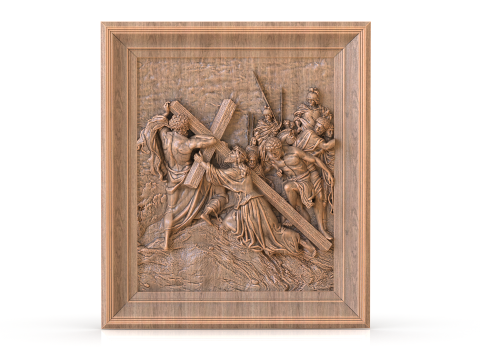 Bas-relief Jesus falls under the burden of the Cross Modelo 3D