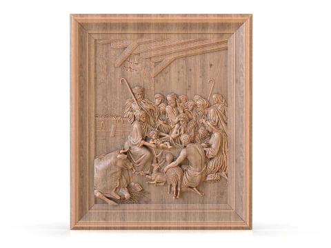 Płaskorzeźba wykonana jest z obrazu Bożego Narodzenia Model 3D