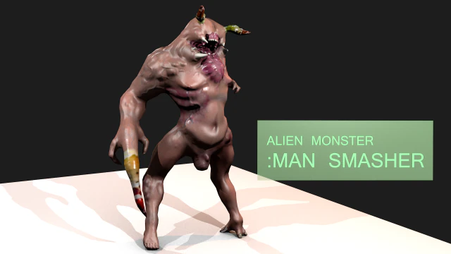 alien monster man smasher 3D Model .c4d .max .obj .3ds .fbx .stl .blend