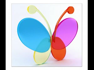 Ikona błyszczącego logo motyla 3D Model 3D