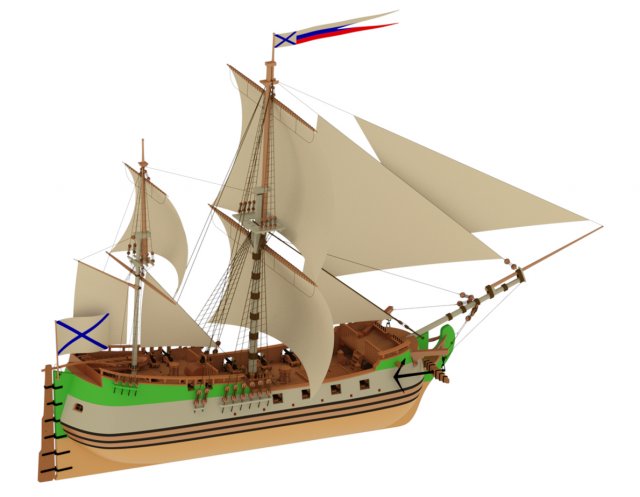 sailing ship kronslot Model 3D .c4d .max .obj .3ds .fbx .stl .blend 