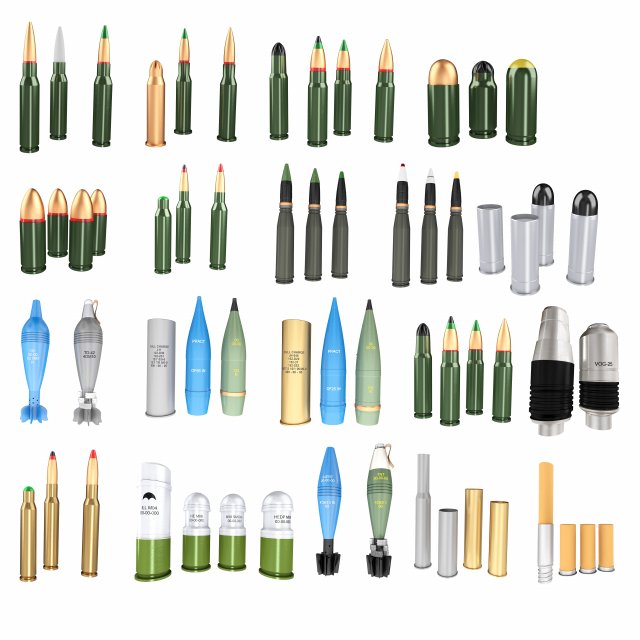 bullet collection pack Model 3D .c4d .max .obj .3ds .fbx .stl .blend 