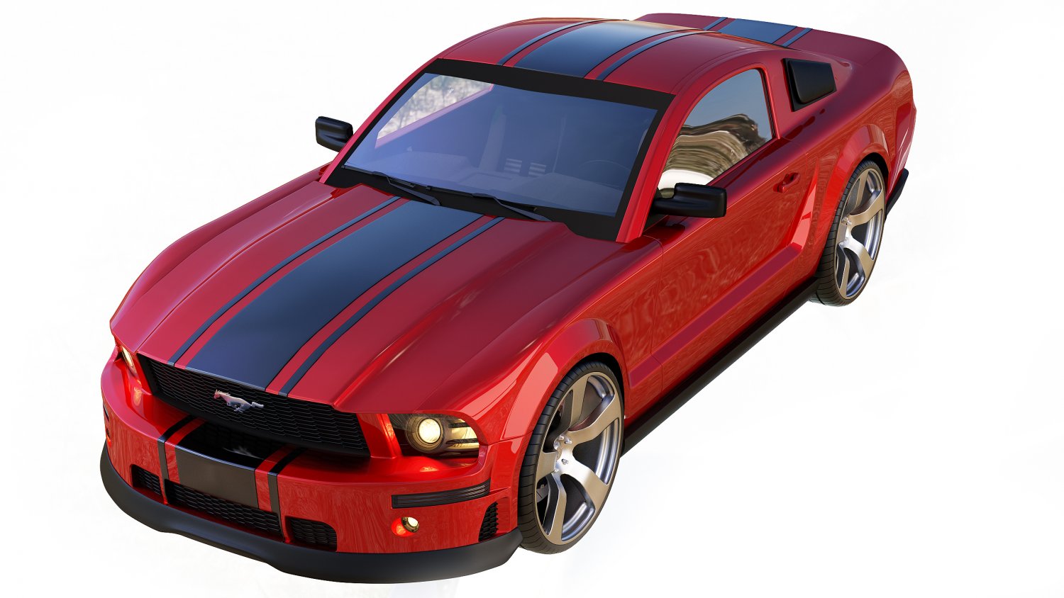 Mustang low poly 3D Model in Racing 3DExport