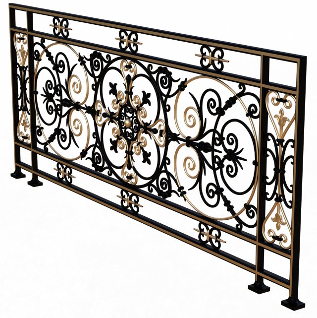 forging iron forged balcony railing baroque classic 3D 模型 .c4d .max .obj .3ds .fbx .stl .blend 